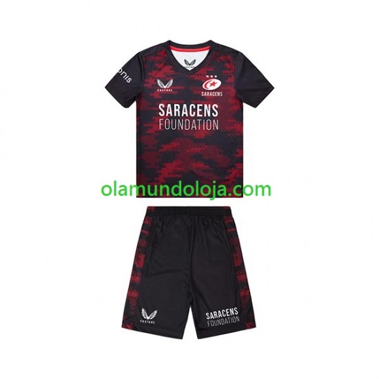 Camisola Rugby Saracens Criança Equipamento Primeiro 2023 Manga Curta